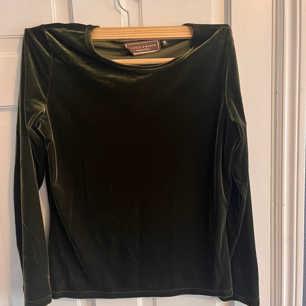Double D Ranch Green Fitted Long Sleeve Blouse